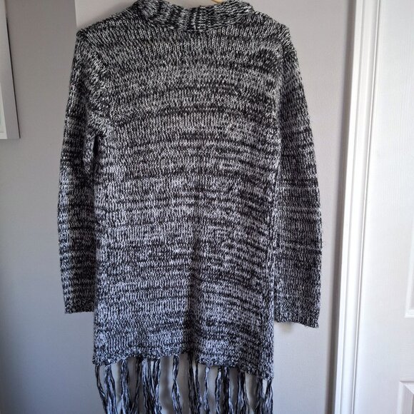 SWS Knitwear Black and White Marled Cardigan with Tassles - Picture 2 of 5